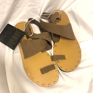 F21 Studded Taupe Flat Sandals